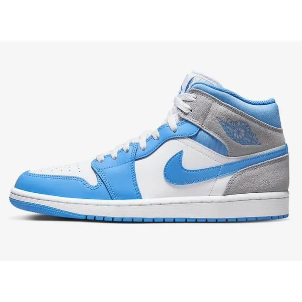 Jordan 1 Mid University Blue Grey الأردن 1 جامعة متوسطة أزرق رمادي