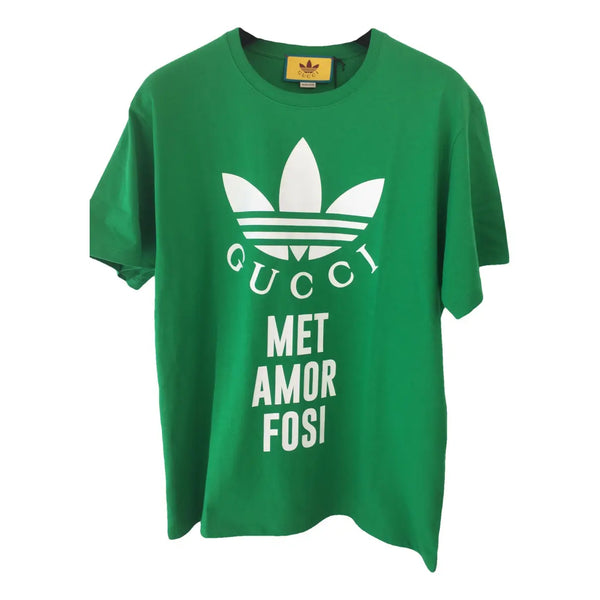 Gucci x adidas cotton jersey tee green غوتشي × أديداس قطن جيرسيه تي شيرت أخضر