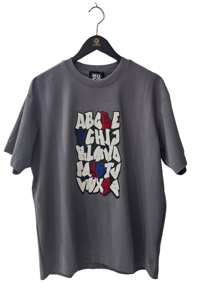 mocha culture ABC grey tee 533 ثقافة موكا ABC رمادي تي شيرت