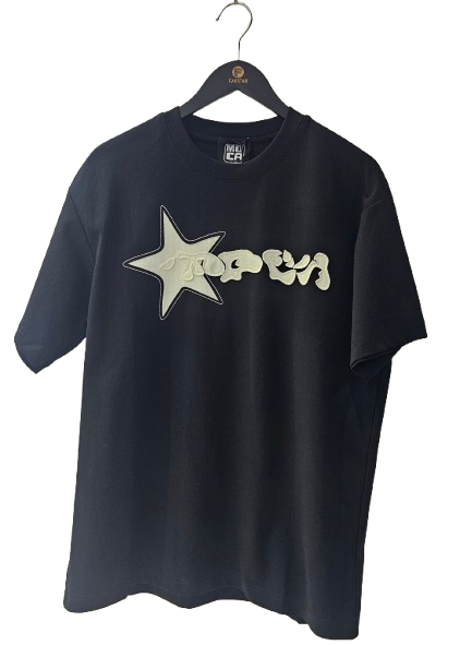 Mocha Culture Star Print Black Tee 533 موكا ثقافة ستار طباعة تي شيرت أسود