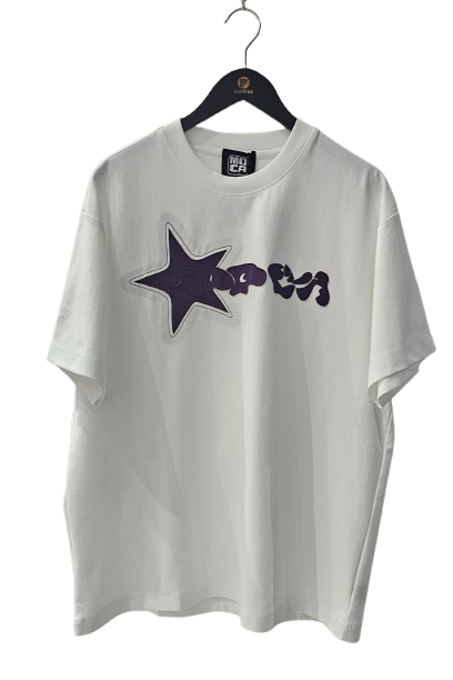 Mocha Culture Star Print White Tee 533 موكا ثقافة ستار طباعة تي شيرت أبيض