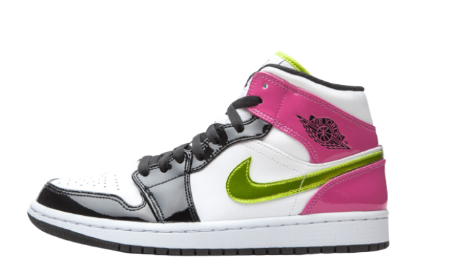 Jordan 1 Mid White Black Cyber Pink جوردان 1 ميد وايت أسود سايبر بينك