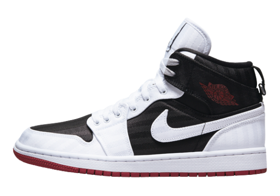 Jordan 1 Mid SE Utility Canvas White Black Gym Red (W) جوردان 1 ميد إس إي يوتيليتي كانفاس أبيض أسود جيم أحمر (W)