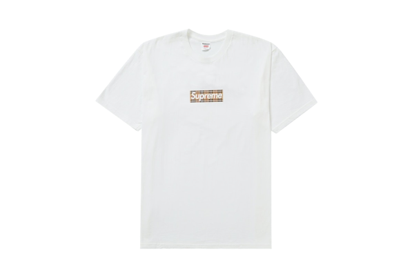 Supreme Burberry Box Logo Tee White سوبريم بربري بوكس شعار تي شيرت أبيض