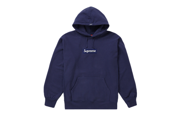 Supreme Box Logo Hooded Sweatshirt (FW21) Washed Navy سوبريم بوكس بلوزة بغطاء للرأس (FW21) مغسولة باللون الكحلي