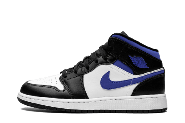 Jordan 1 Mid Black Racer Blue White (GS) جوردان 1 ميد بلاك ريسر أزرق أبيض (GS)